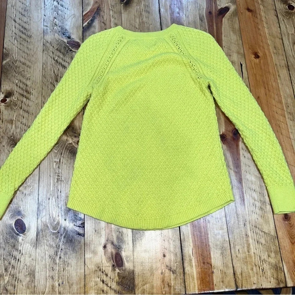 Loft Ann Taylor Spring , yellow, pullover, waffled knit sweater - Picture 2 of 8